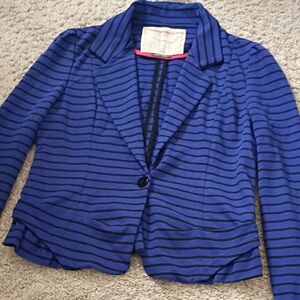 Anthropologie Blue and Black Striped Blazer